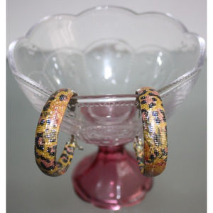 3/$15 Women's Cheetah  Hoop Earrings Fashion Jewelry  Orange New